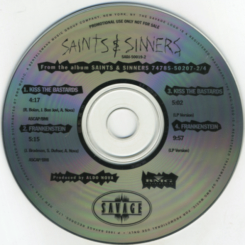 Saints And Sinners : Saints & Sinners (CD Promo Sampler)